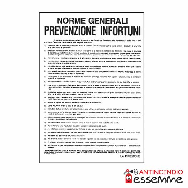 Cartello "Norme generali prevenzione infortuni"