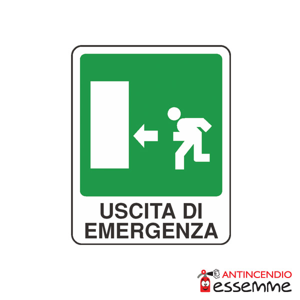 Cartello "Uscita di emergenza SX" Bifacciale